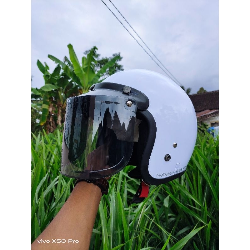 HELM BOGO CLASSIC KACA DATAR PRIA WANITA DEWASA