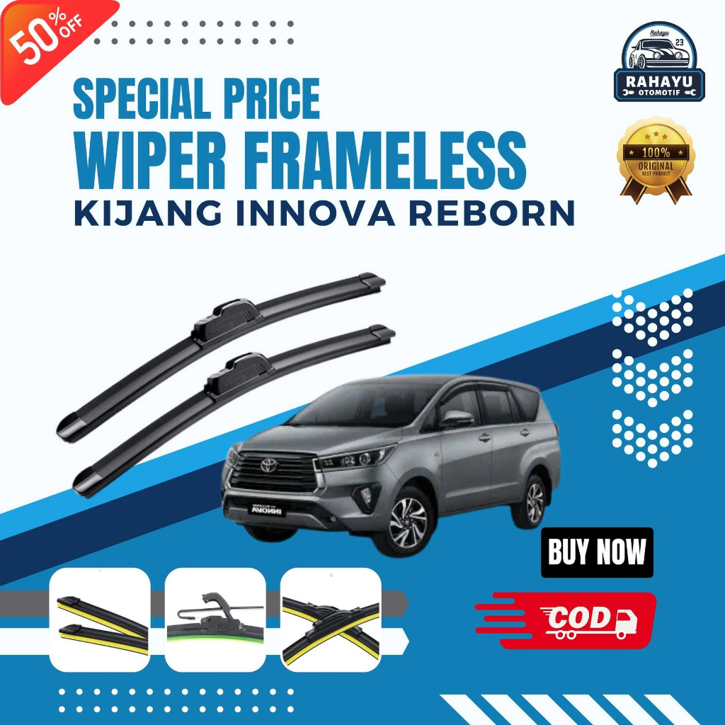 ( BERGARANSI ) Wiper Mobil Frameless Kijang Innova Reborn Sepasang Isi 2 Pcs Kanan Kiri | Wiper Kaca