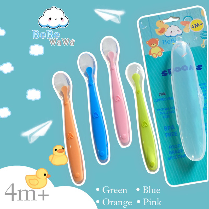 CS - BeBeWaWa BW005-3 BW005-4 New Healthy Silicone Spoon - Sendok Makan Baby