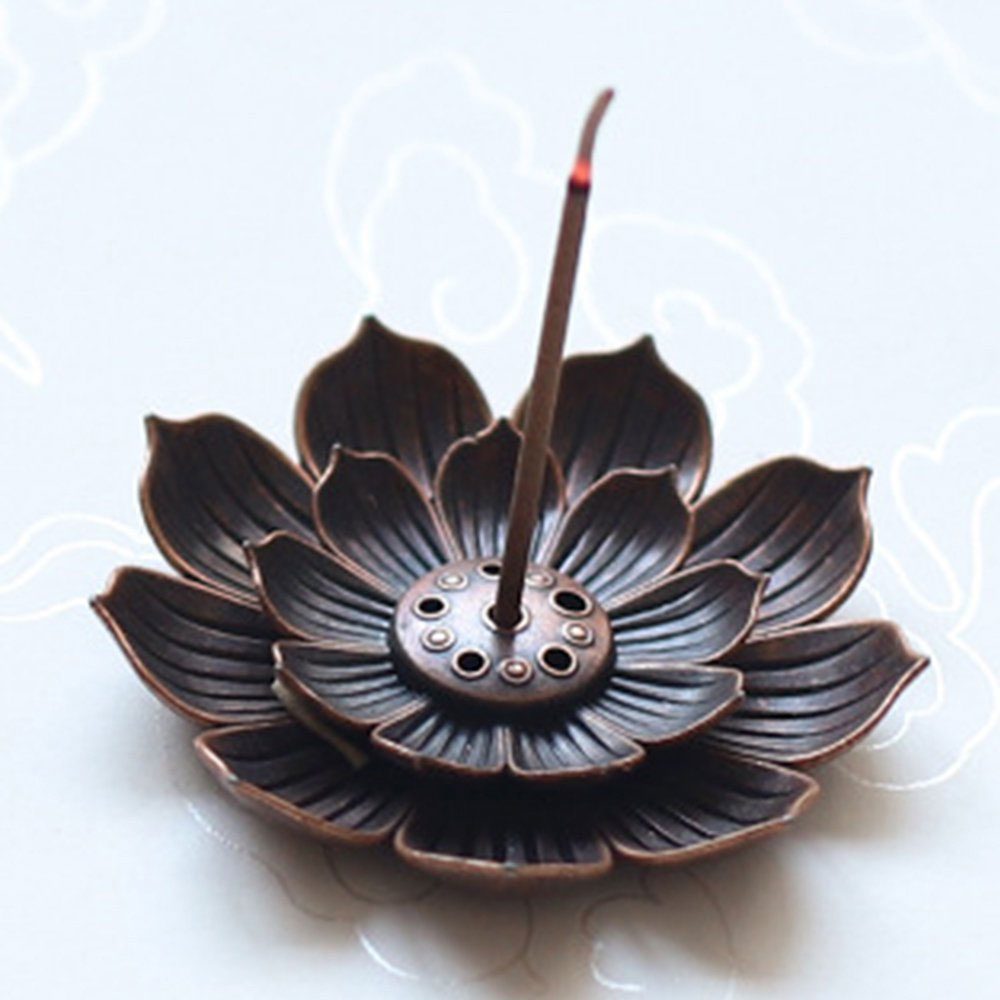 Tempat Dupa Incense Stick Holder Desain Lotus - YN002 - Bronze