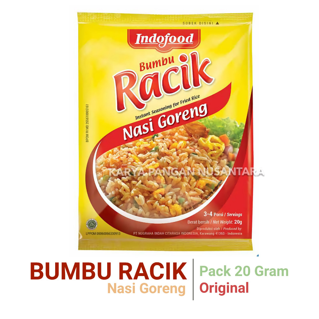 

BUMBU RACIK NASI GORENG INDOFOOD BUMBU INSTANT RACIK NASI GORENG 20 GR