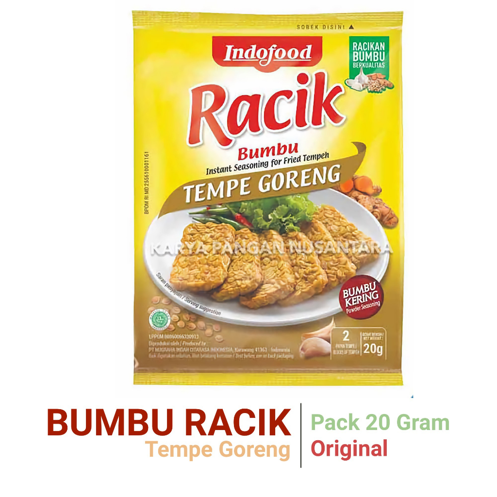 

BUMBU RACIK TEMPE GORENG INDOFOOD BUMBU INSTANT RACIK TEMPE 20 GR