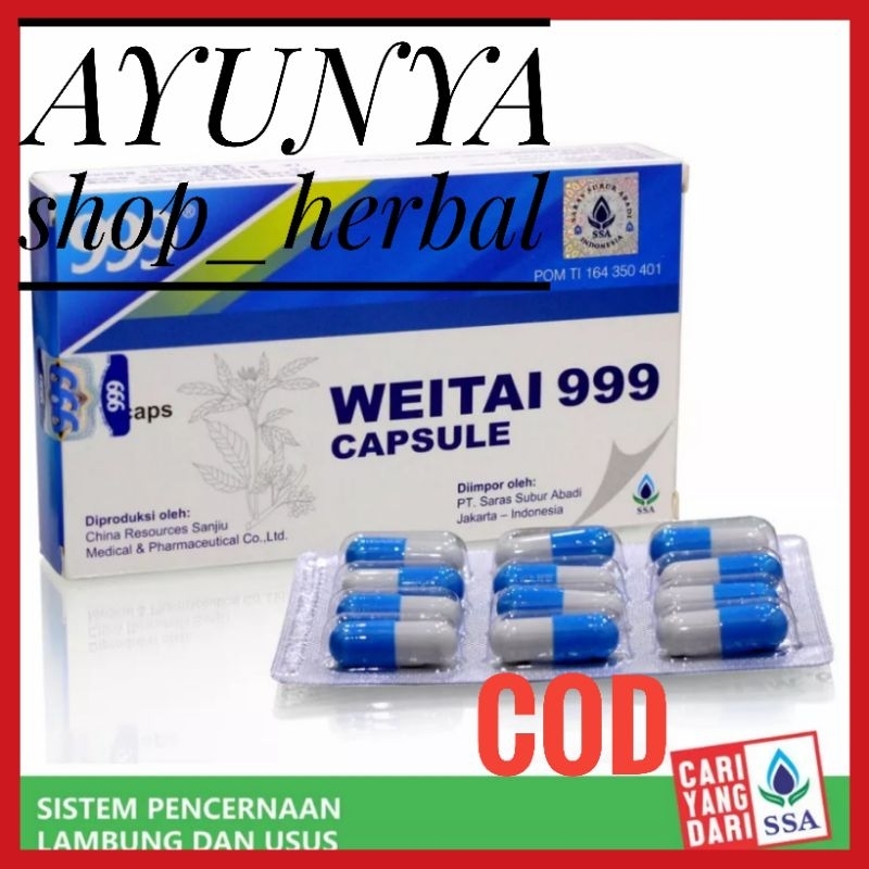 WEITAI 999 CAPSULE ( bpom ) Obat Pencernaan Maag Lambung Usus - Obat Herbal Cina AYUNYASHOPHERBAL