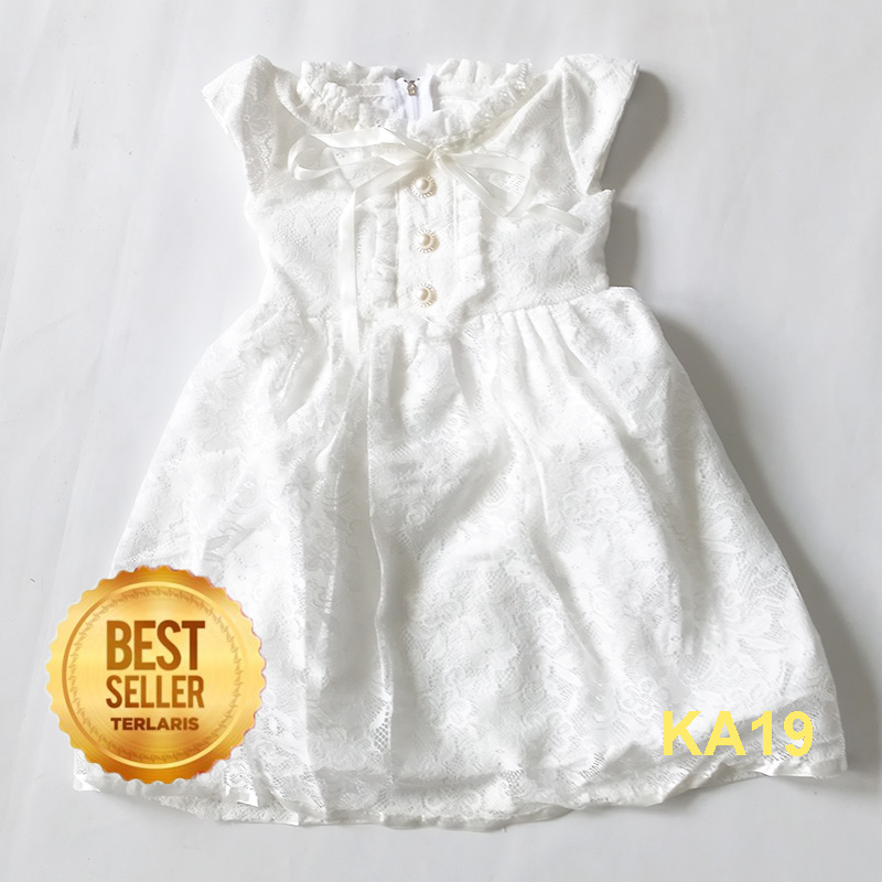 Gaun Brukat Pesta Mewah Kekinian 2023 Dress Brukat Anak 1 Tahun Baju Warna Putih Broken White Untuk Baptis Akikah Aqiqah Gaun Bayi 6 12 Bulan Bahan Brukat Premium KA19