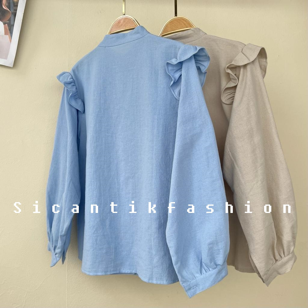 Blouse Wanita Linen Premium / Kemeja Polos Linen Lengan Panjang