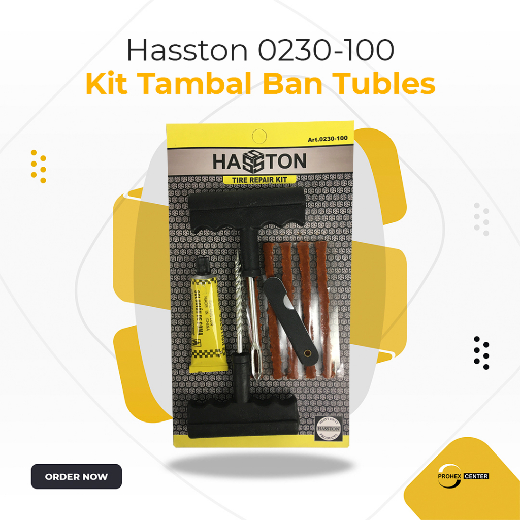 HASSTON 0230-100 Alat Tambal Ban Tubles Tubeless Bocor Motor Mobil Tubeless Kit