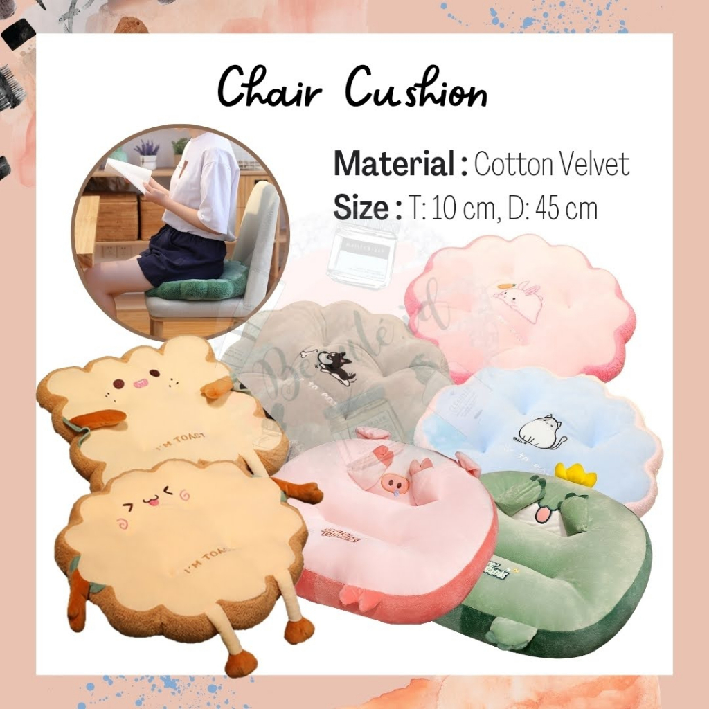 Bantal Duduk Bantalan Kursi Lantai Sandaran Empuk Nyaman Dekorasi Bundar Ukuran Besar 45 x 45 cm Model Karakter Kartun Lucu Chair Cushion Pillow