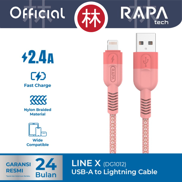RAPAtech DG1012 - LINE X - USB-A to Lightning Data Cable 2.4A 1M