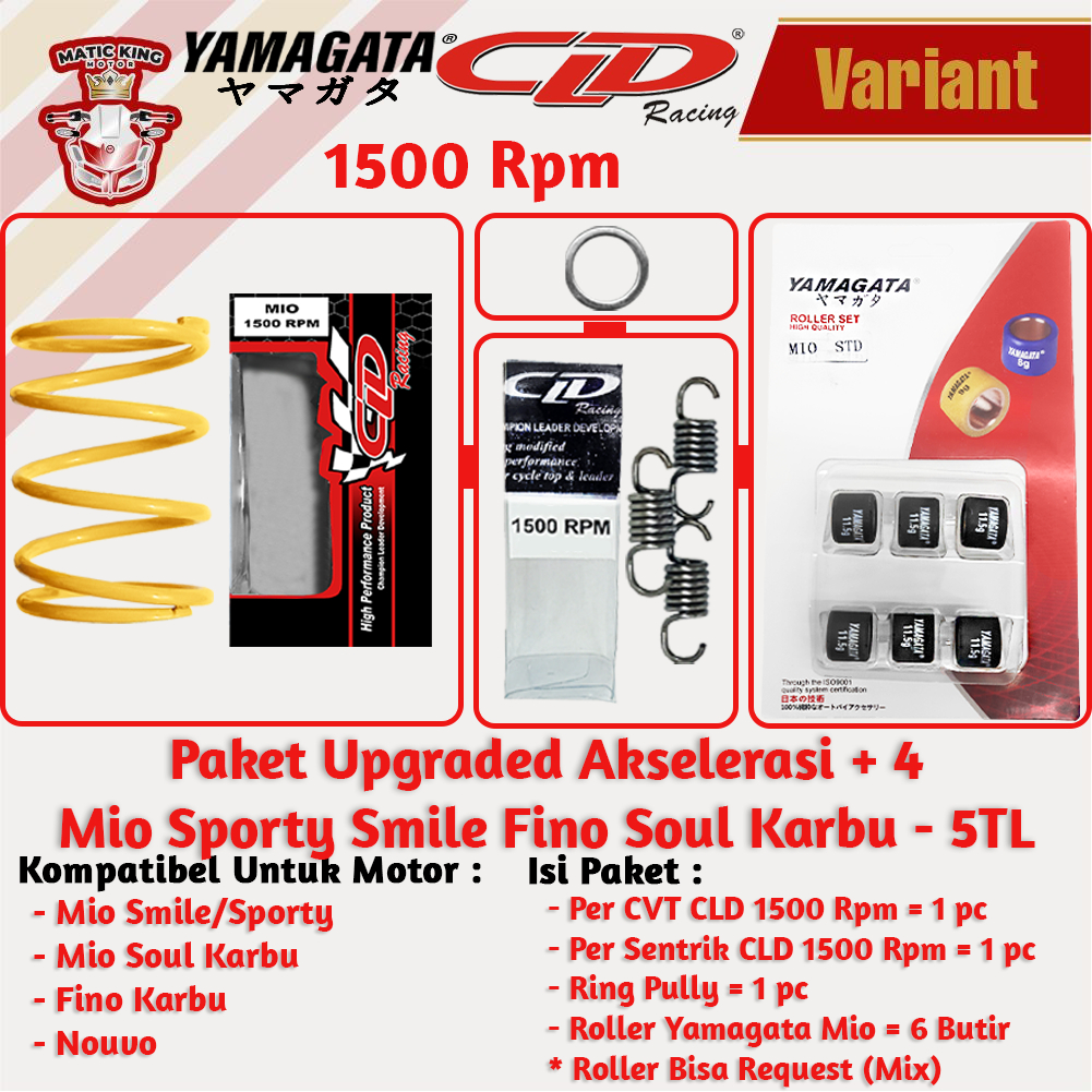 Paket Upgrade Per CVT + Sentrik + Roller Yamaha Mio Nmax Aerox Soul GT Fazzio Lexi X Ride Fino Freego CLD YAMAGATA 1000/1500 RPM