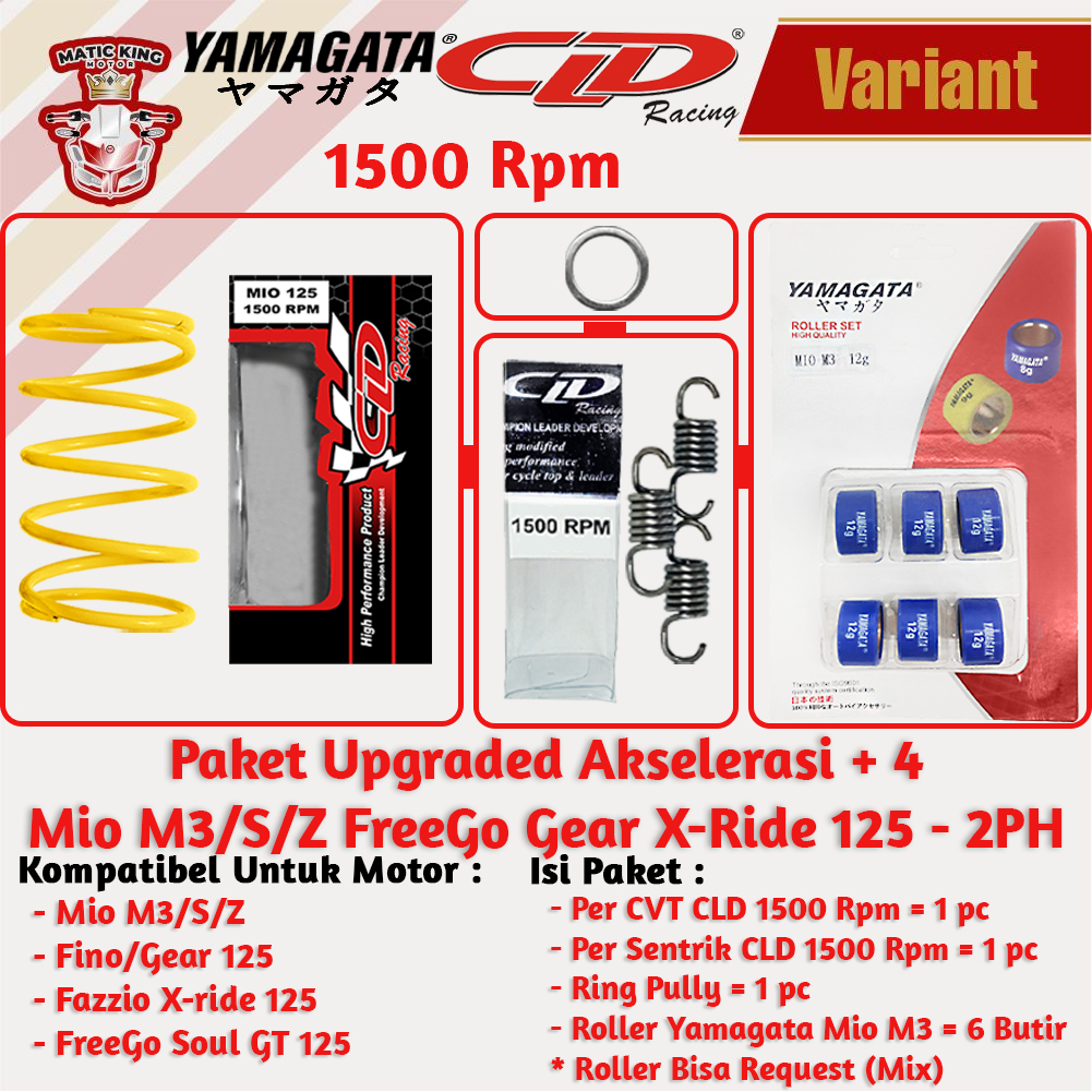 Paket Upgrade Per CVT + Sentrik + Roller Yamaha Mio M3 S Z Soul GT Fazzio Lexi X Ride Fino Freego 125 YAMAGATA CLD 1000/1500 RPM