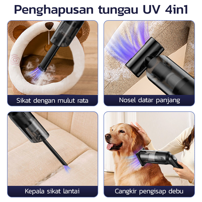 AmazeFan 19000Pa UV pembersih bulu kucing Portable vacuum cleaner Anti Dust Mite mobil kasur anti tungau  penyedot Cordless Handheld cleaner vakum cleaner Wet And Dry penghisap bu kasur baju anti jamur dan kutu lint remover