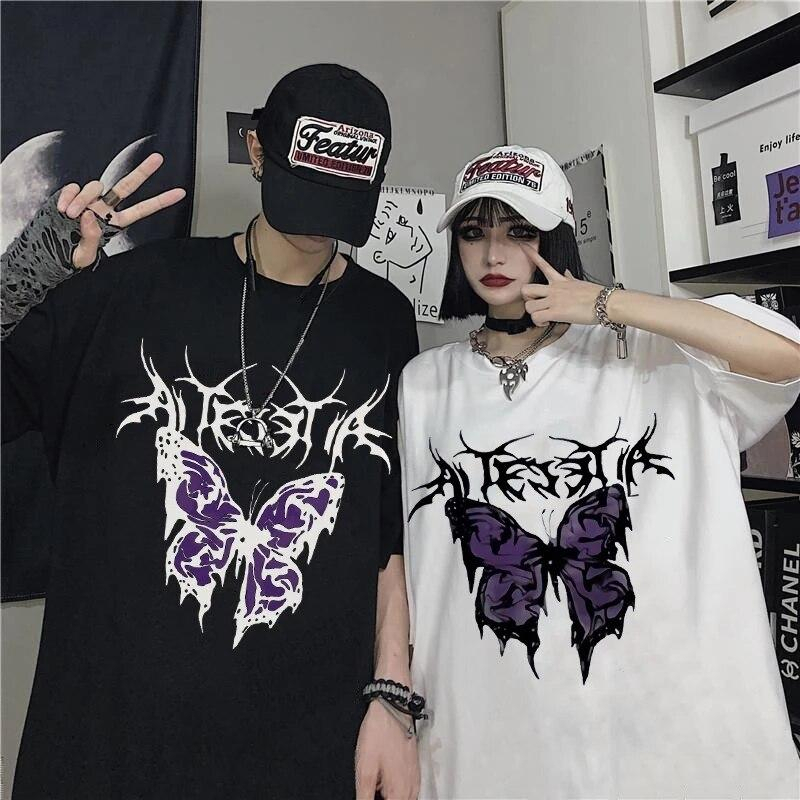 Kaos T-shirt Vintage Butterfly Lilac Kupu Aesthetic Atasan Baju Unisex