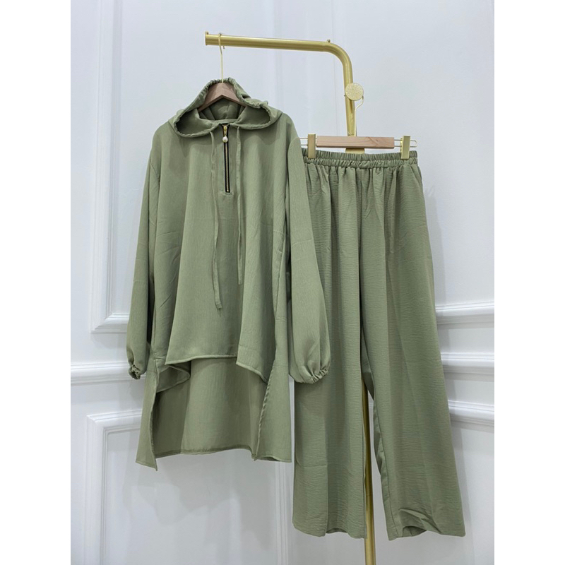 STELAN CRINKLE HOODIE SETCEL SET MURAH POLOS SLETING DEPAN JUMBO LD110 HODSET MURAH PGMTA JAKARTA GROSIR