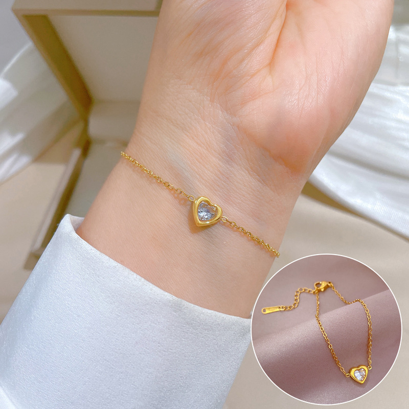 Gelang tangan love zircon titanium import anti karat harga grosir bisa cod