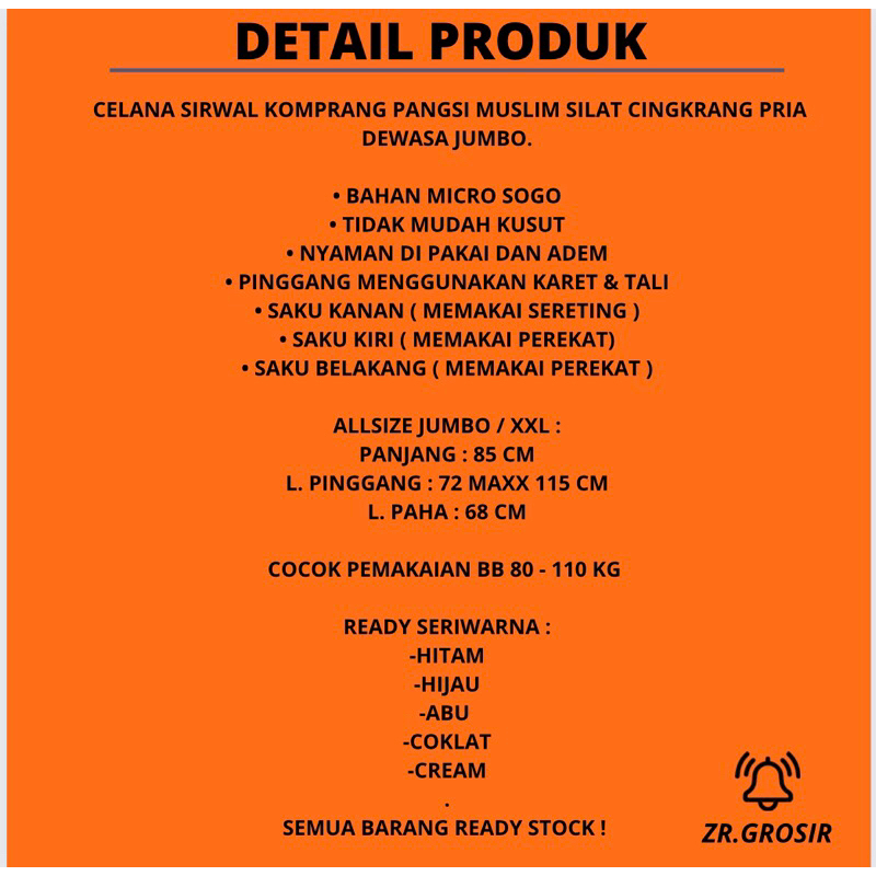 Celana Sirwal Dewasa Celana Komprang Celana Pangsi Celana Silat Celana Cingkrang Celana Solat Pria Dewasa Jumbo