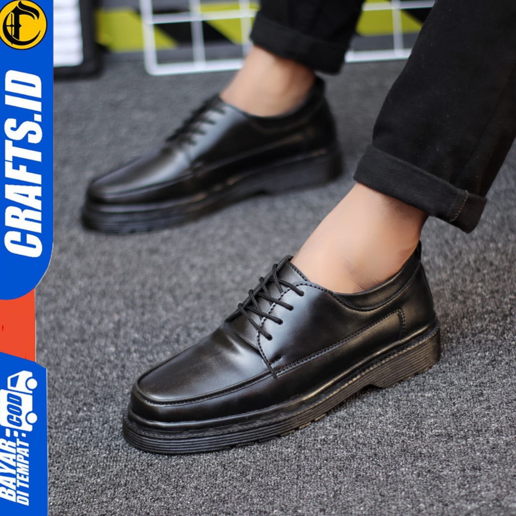 Sepatu Docmart Low Boots Formal Pantofel Casual Hitam Pria