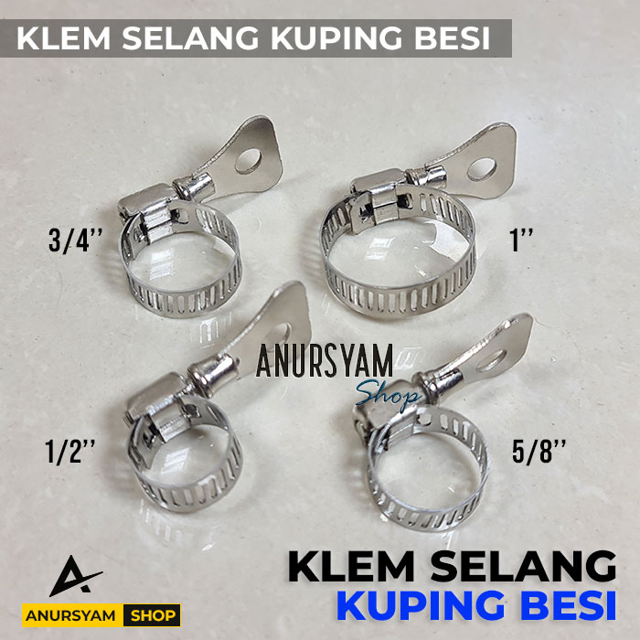 Klem Selang Kuping Besi 1/2" 5/8" 3/4" 1" | Klem Selang Tangan Besi