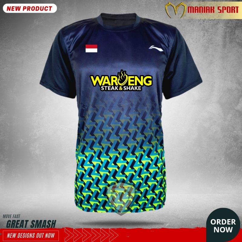 KBAS03- FREE SABLON NAMA‼️KAOS BADMINTON BAJU BULUTANGKIS LN ROW JERSEY PRINTING PREMIUM