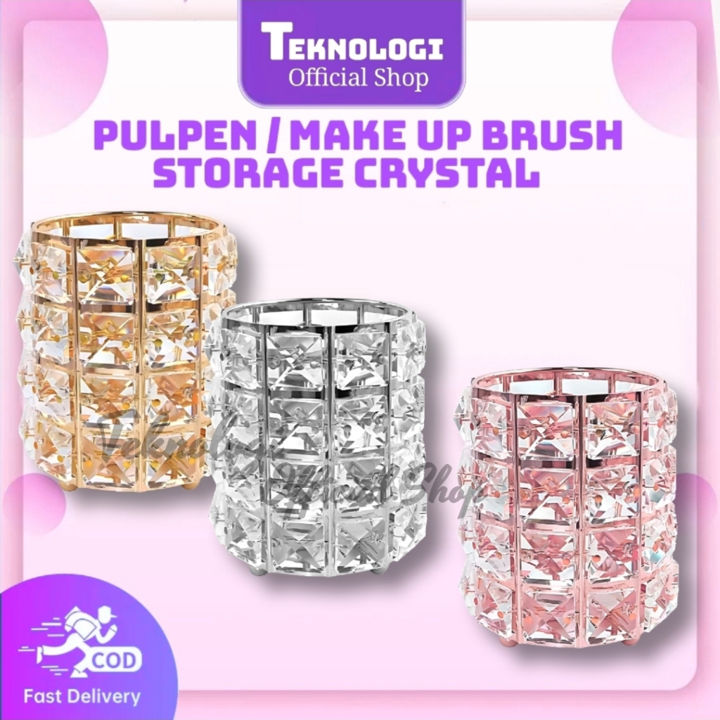 Tempat Kuas Make up Kristal /Brush Holder Crystal /Brush Storage /Tempat Pena /Crystal Glass