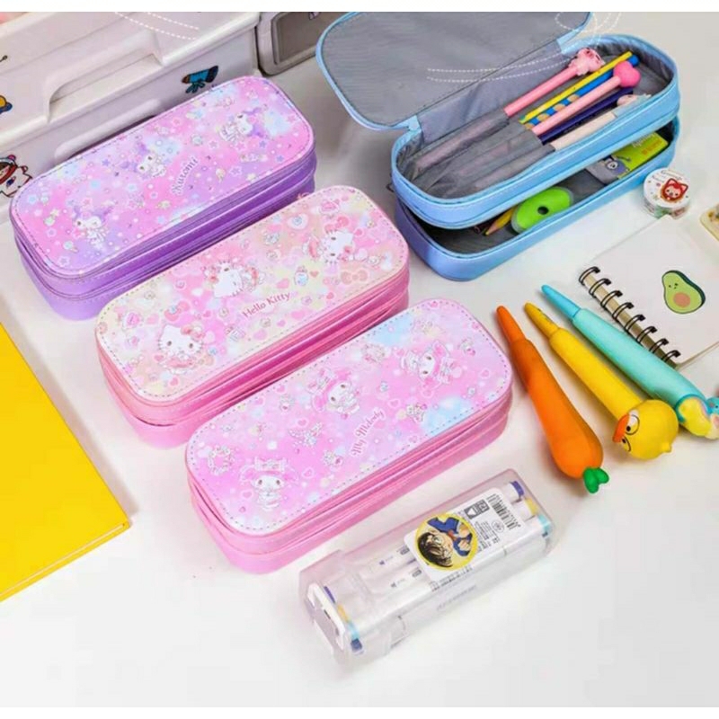 

KOTAK TEMPAT PENSIL SANRIO 2 SLETING HELLO KITTY KORUMI CINNAMOROLL A