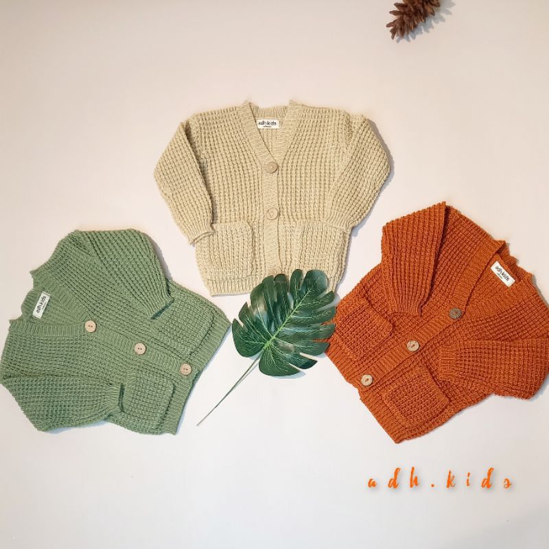 Cardigan Crop Rajut Anak Premium/Sweater Rajut Newborn  0 - 2.5 tahun