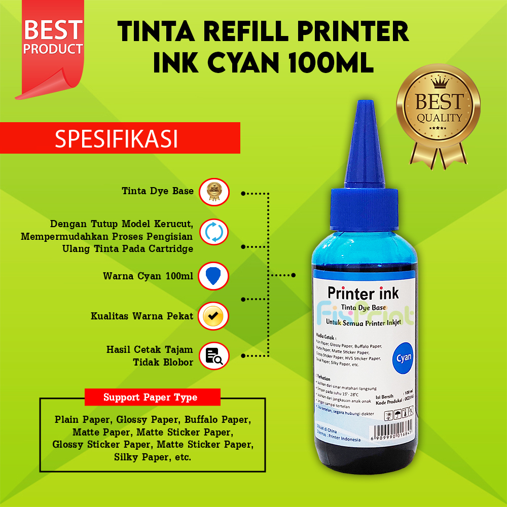 Tinta Universal 100ml Refill Cartridge Printer XP 680 678 802 803 46 Refill Ink Printer Tinta Infus Tabung Printer Isi Ulang Tinta Printer 2335 2336 2336 2775 2776 2135