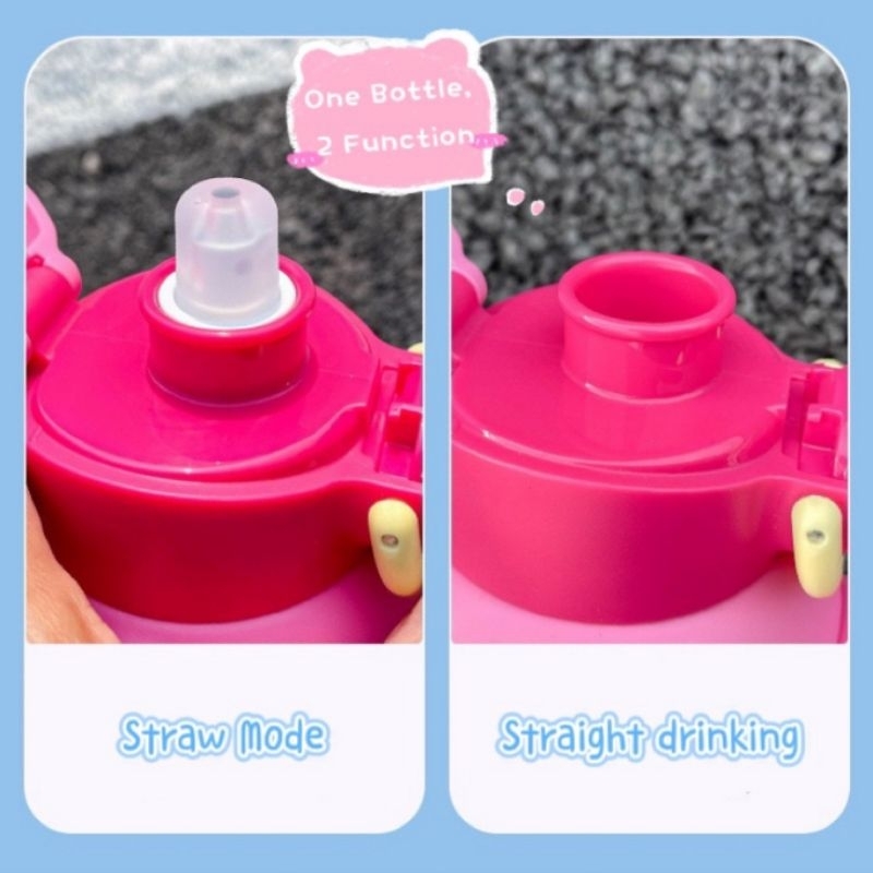 Botol Minum Karakter Disney Anak Model Sedotan dengan Mainan Squishy WD-4504