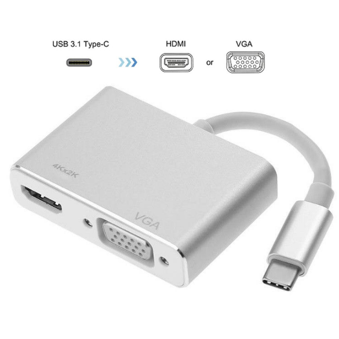 Converter Adapter Kabel USB Type C to HDMI VGA Support 4k