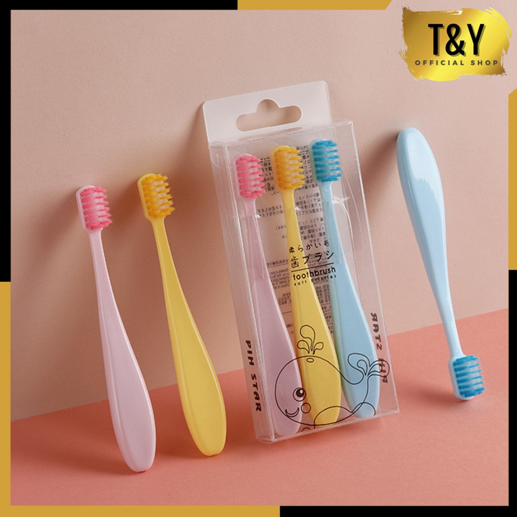 T&amp;Y Sikat Gigi Anak 1Set 3Pcs  Extra Soft Tavel Toothbrush Double Care Sikat Gigi Halus &amp; Lembut 3 IN 1 Untuk Perwatan Gigi