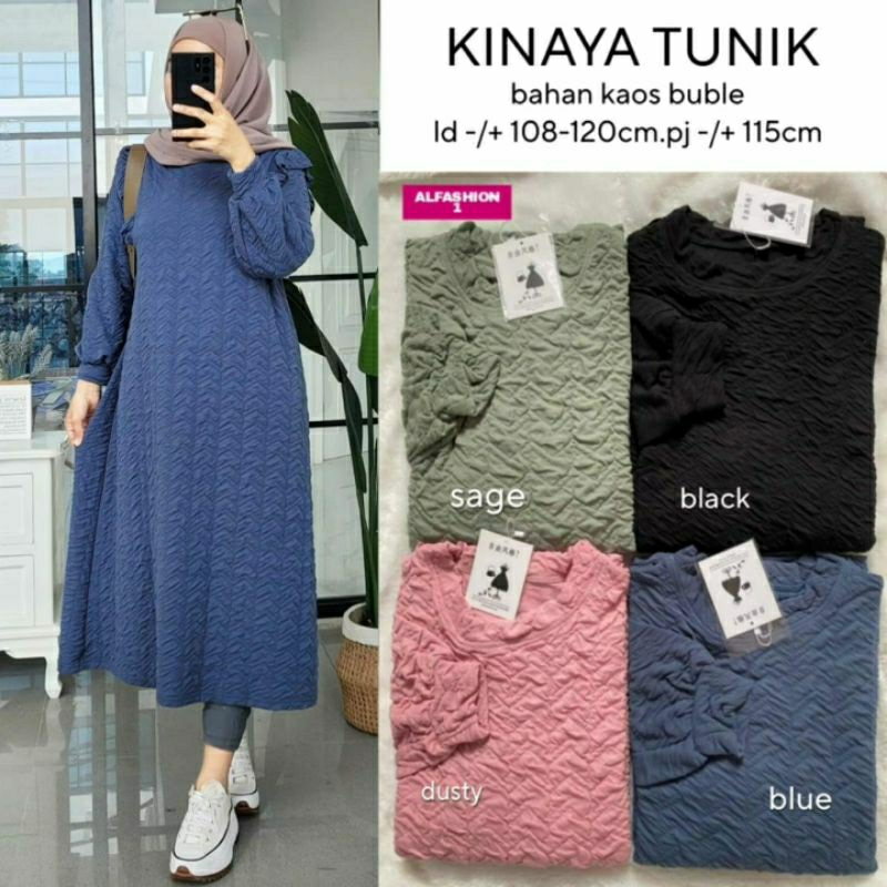 Kinaya Tunik, TUNIK WANITA MUSLIM CANTIK MODIS FIT XXXL LD 108-130 BAHAN KAOS BUBLE IMPORT TERMURAH OOTD KEKINIAN TERLARIS