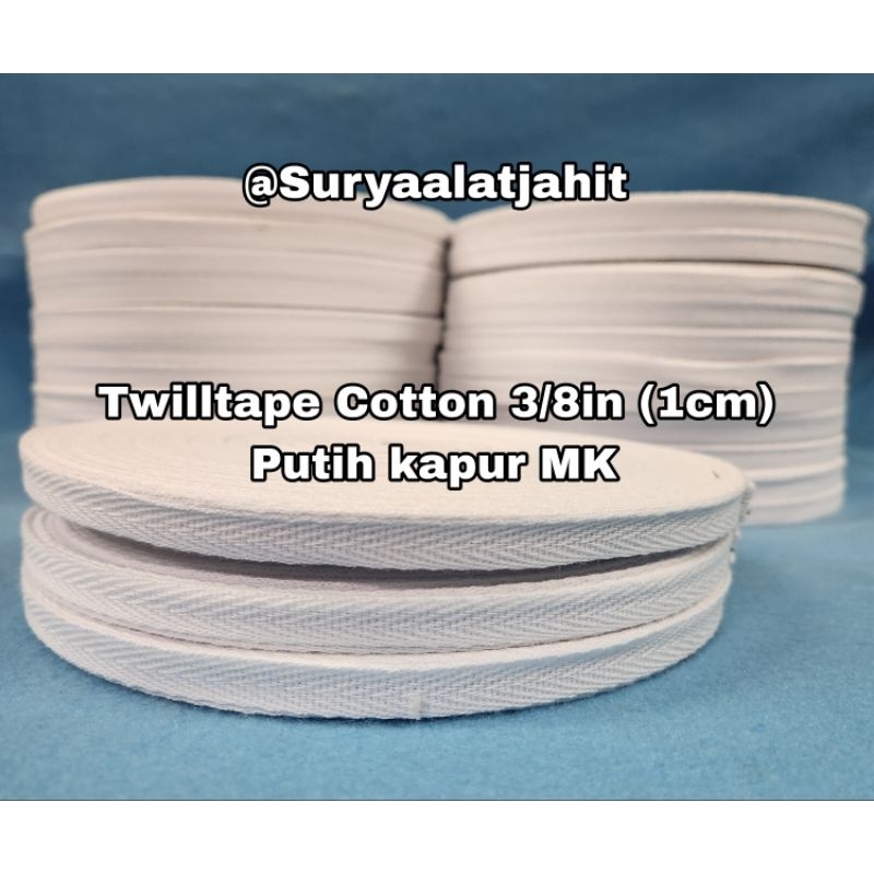 Twilltape Cotton 3/8in (1cm) Putih kapur MK @50Y =rp26.000/1pcs