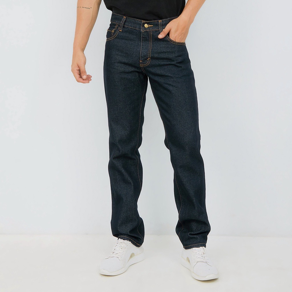 FEROCIOUS.CO Celana Jeans Reguler Blue Garment Jeans Ripped Pria Premium Termurah