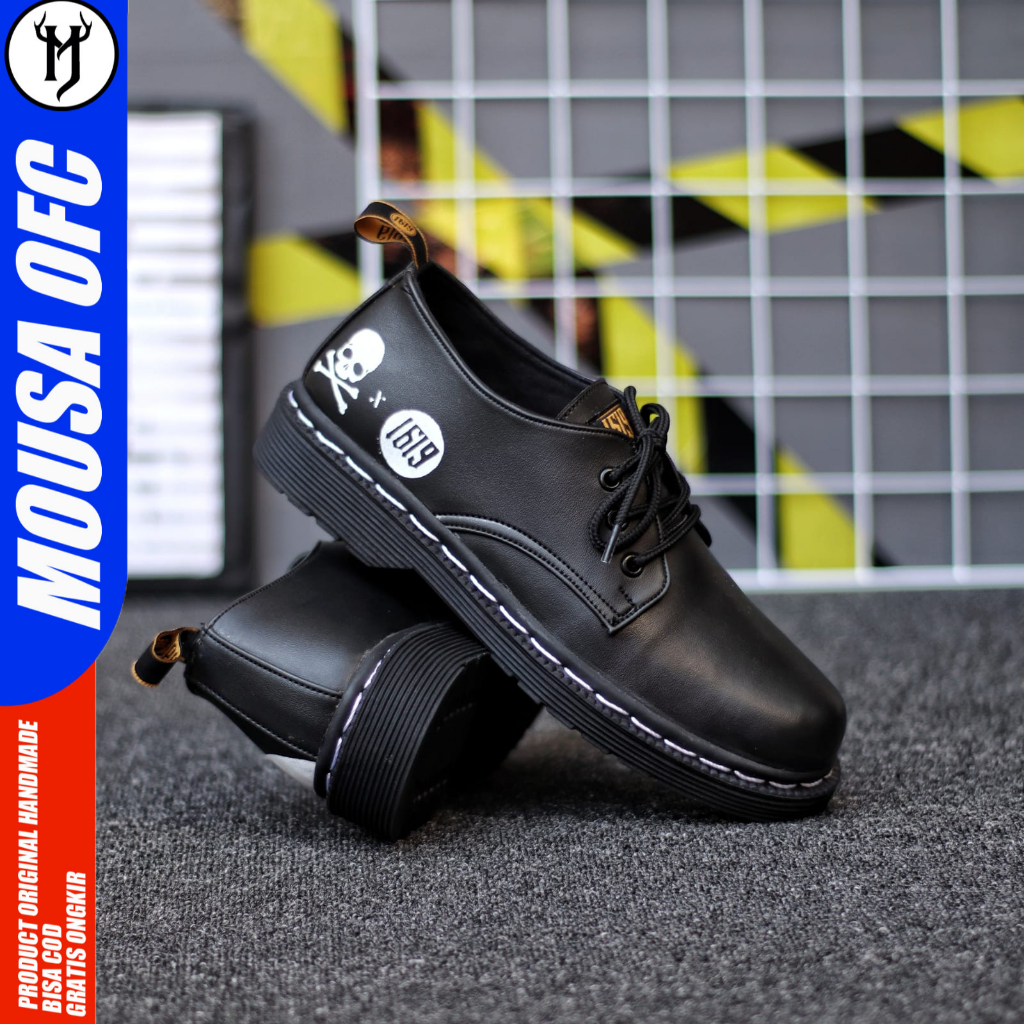 Sepatu Low Boots Docmart Formal Pantofel Tali Pria Bone