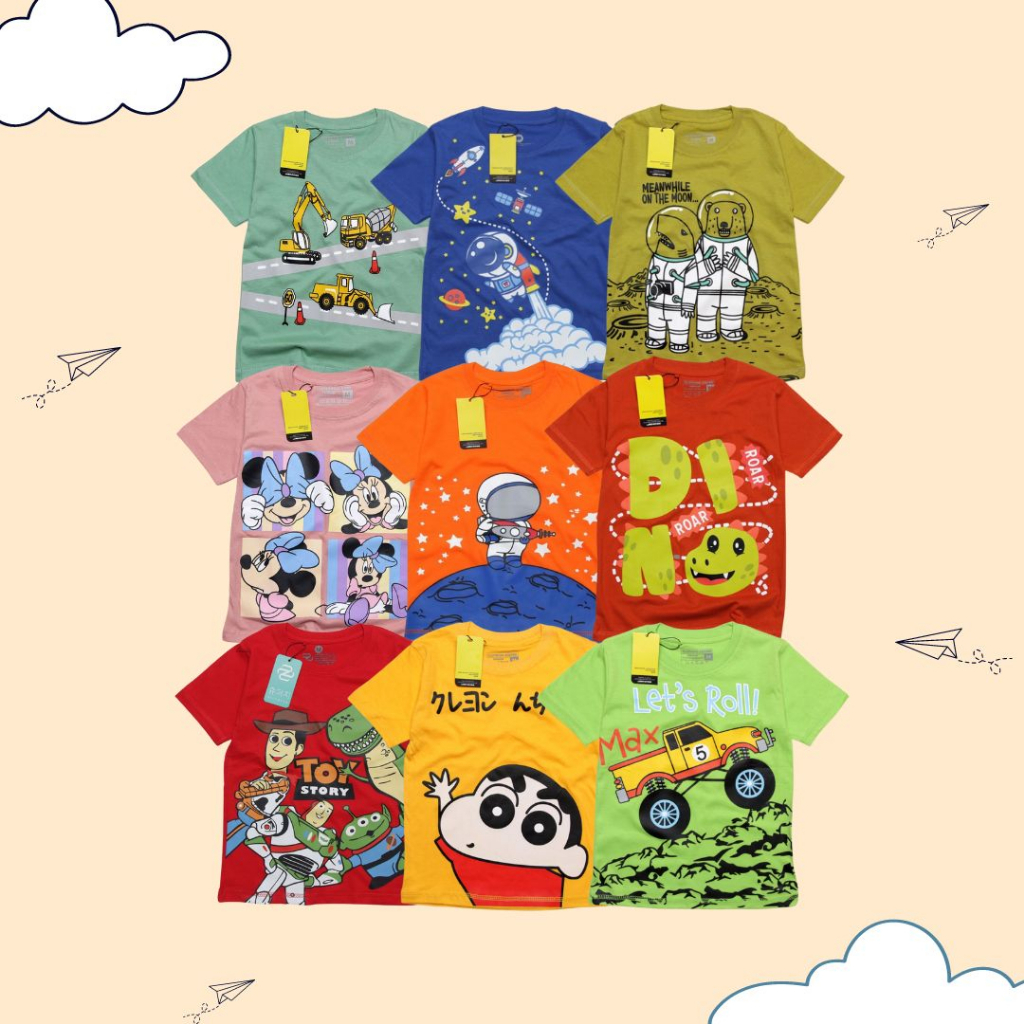 Atasan Anak Cewe Cowo Laki Laki 1-8 tahun [S M L XL] PAKAIAN ANAK LAKI-LAKI Superhero Animal Tyrex THREEPOINT