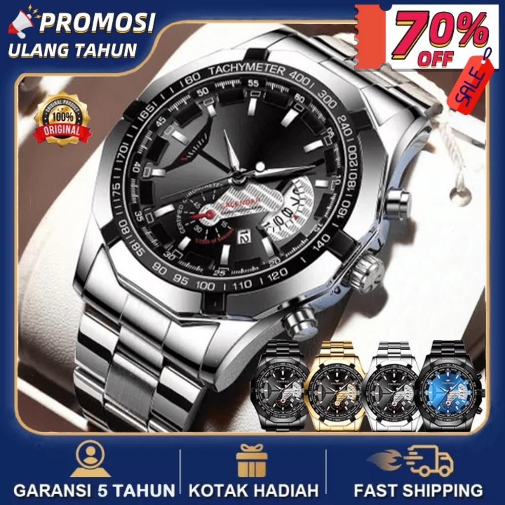 CIELO S001 Jam Tangan Pria Anti Air Original Luxury Stainless Steel COD Free BOX+Kartu-6
