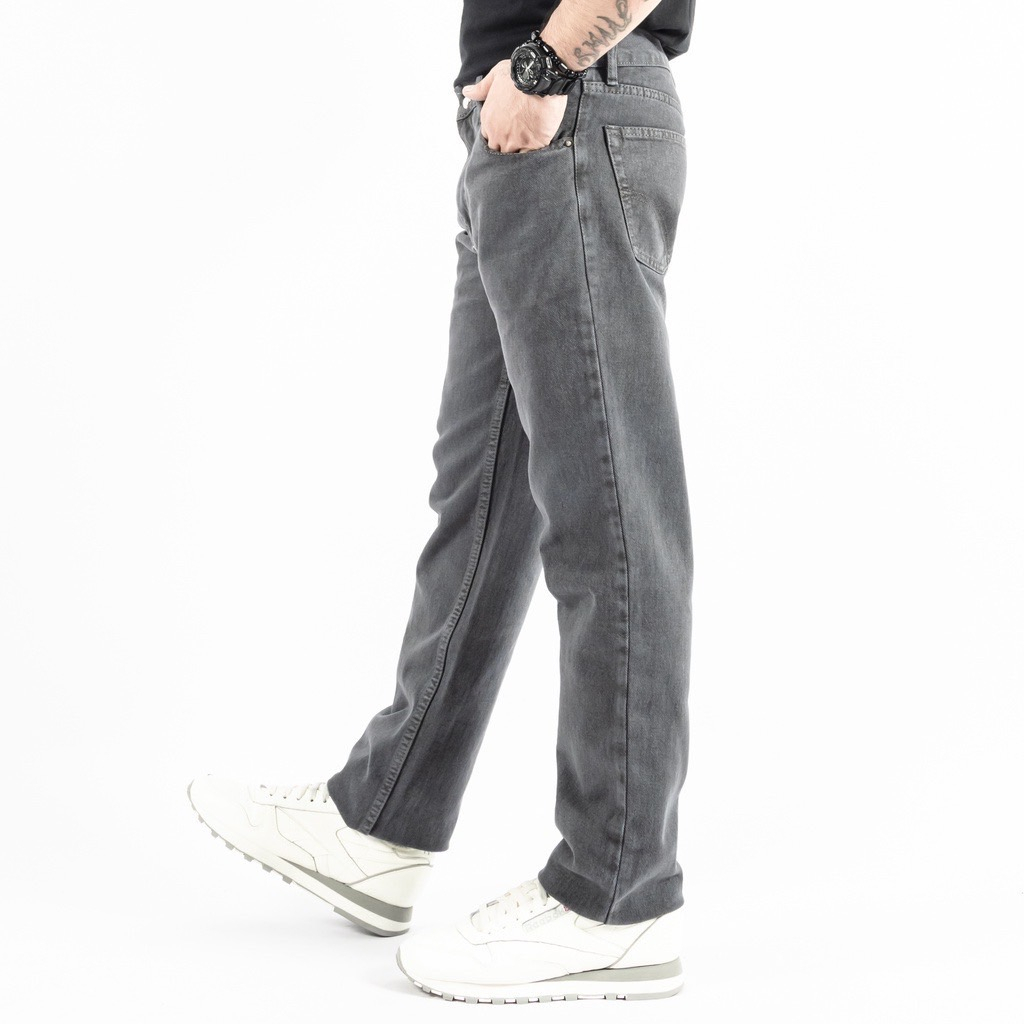 FEROCIOUS.CO Celana Jeans Reguler Retro Basic Standar Denim - Grey Premium Terlaris