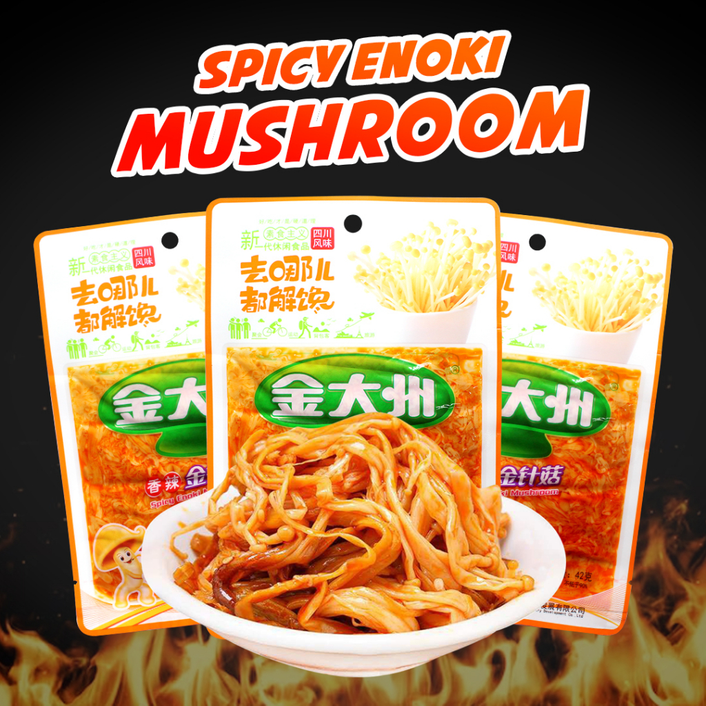 Spicy Enoki Mushroom Jamur Enoki Pedas Snack Cemilan Siap Saji