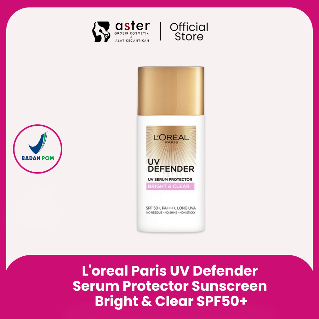 Aster Kosmetik - L'Oreal Paris UV Defender UV Protector SPF50+ Sunscreen 30ml - Bright Clear