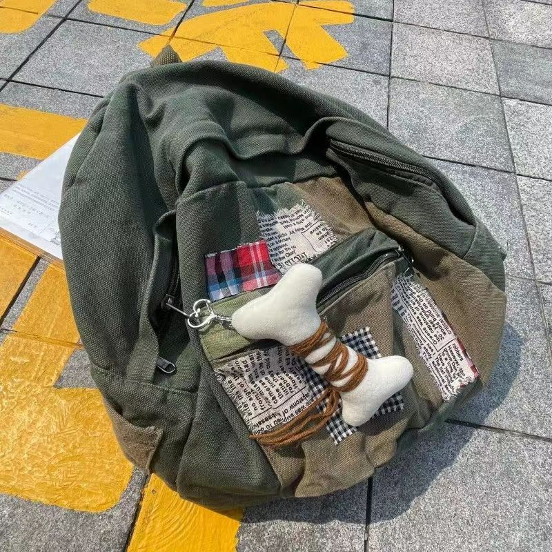 tas ransel wanita bahan kanvas tas ransel traveling wanita school backpack backpack kanvas tas ransel besar ✻Sera 2023 jahitan gaya baru dan gaya lama ransel kanvas dicuci gaya malas ransel mahasiswa perdagangan luar negeri Jepang sederhana