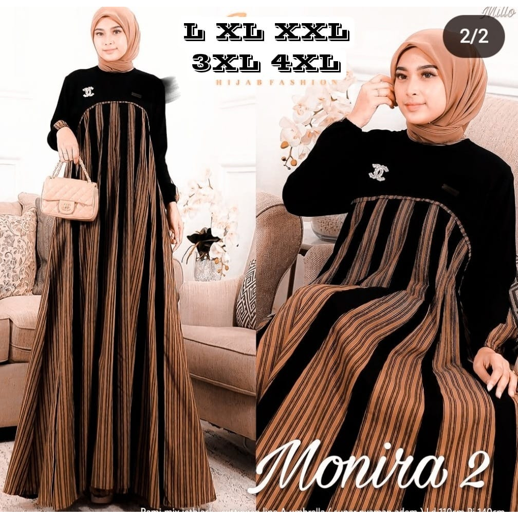 Gamis + bross monira vol 2 L XL XXL 3L 4L