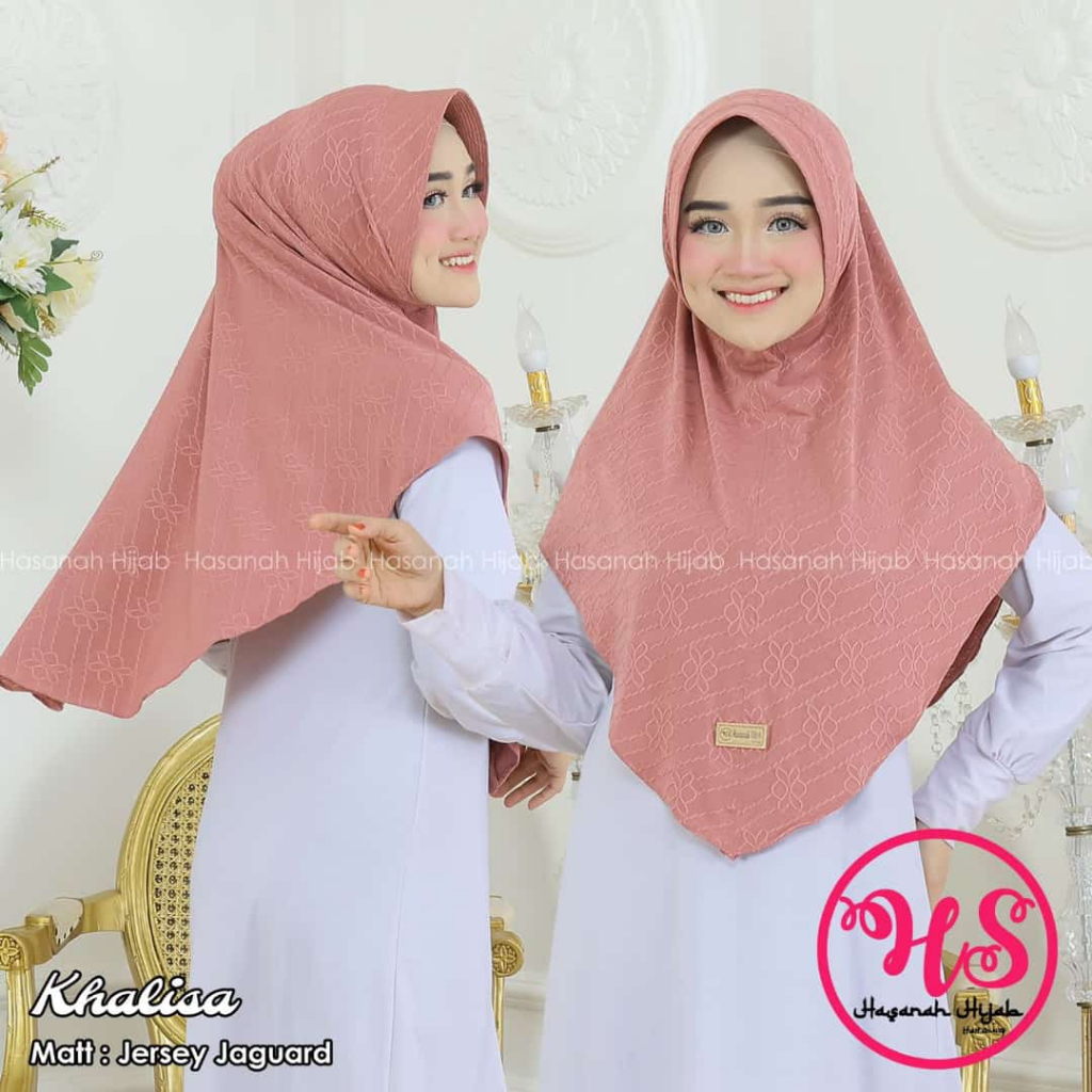 BERGO HASANAH Hijab Instan Pad KHALISA Realpict Pet Antem Jilbab Bahan Jersey Jaguard al-dhans
