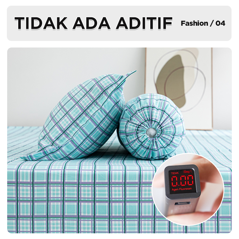 Sprei Ala Korea Aesthetic KQ Motif Kotak Free Sarung Bantal Dan Sarung Guling Ukr 160x200cm