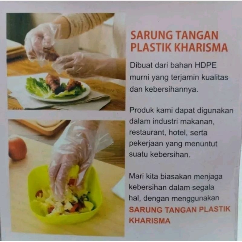 sarung tangan plastik merk kharisma tebal berkualitas isi 100 pcs