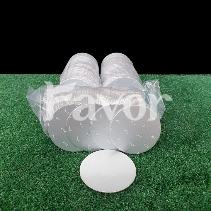 Segel Seal Alumunium Foil utk Toples  300 ml tinggi, 340ml kotak,  Diameter 6,1 cm, PET plastik