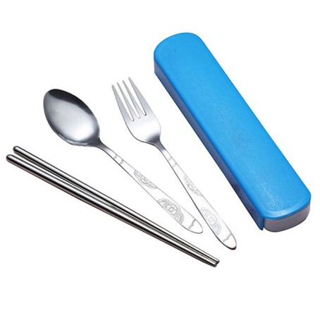 Set Alat Makan Sendok Garpu Sumpit Stainless Steel Plus Kotak [AM04]