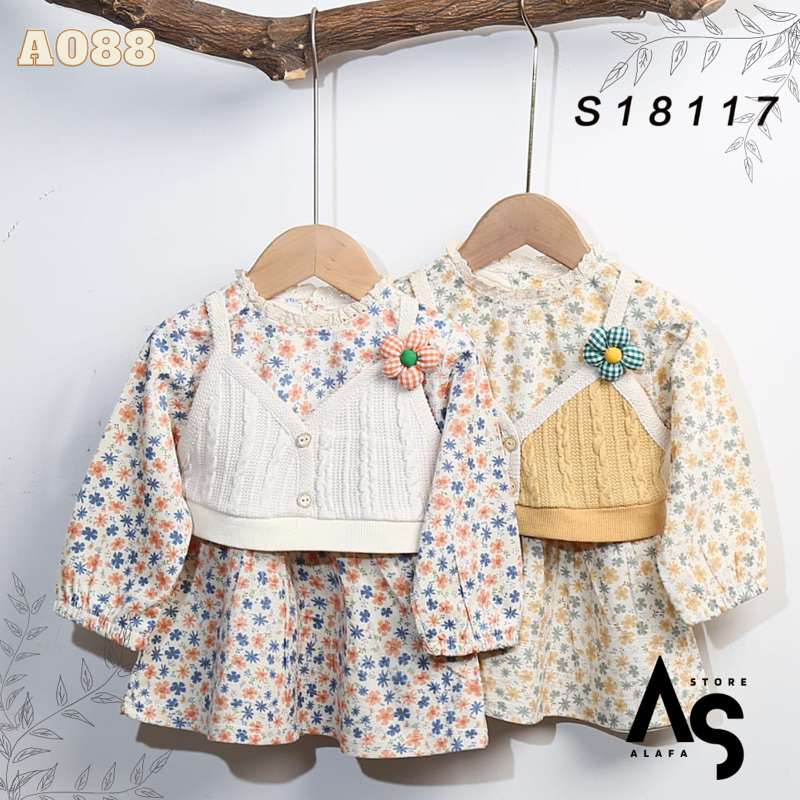 Dress anak perempuan import 6bln - 3th A088
