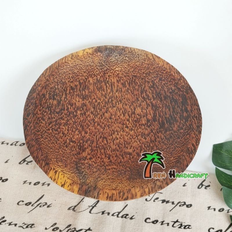 ARENHANDICRAFT Cobek kayu aren bulat 22 cm