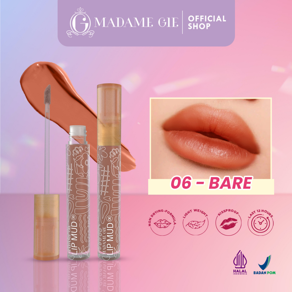 Madame Gie Lip Mud - Makeup Lipstick Velvet Multi-use Transferproof