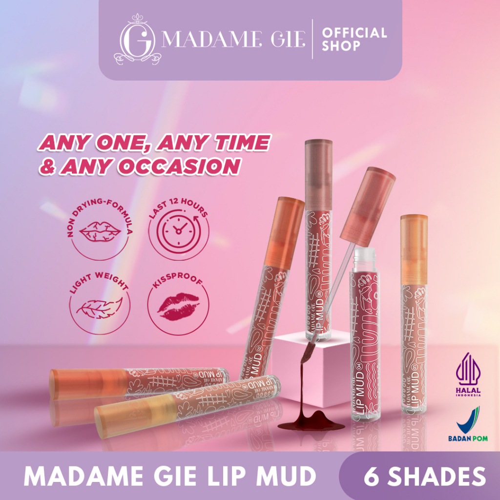 Madame Gie Lip Mud - Makeup Lipstick Velvet Multi-use Transferproof