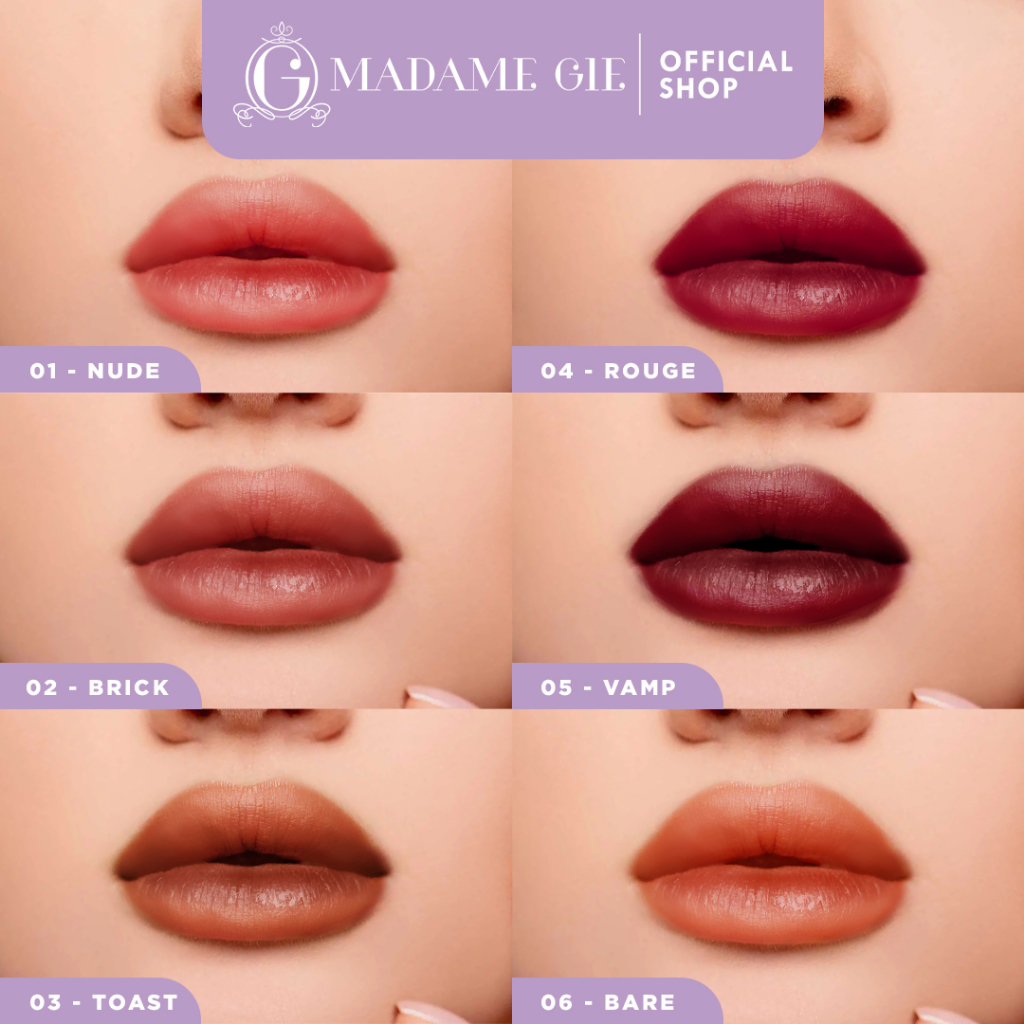 Madame Gie Lip Mud - Makeup Lipstick Velvet Multi-use Transferproof